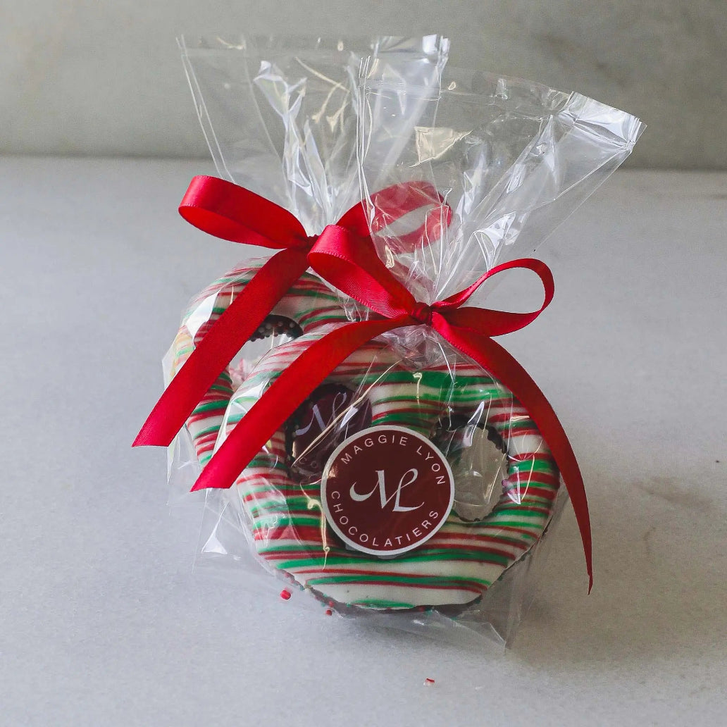 2pc Milk and White Chocolate Covered Pretzels - Holiday Decoration