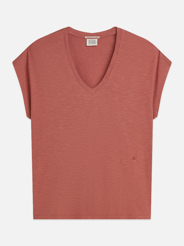 Ampersand Embroidery V-Neck Tee