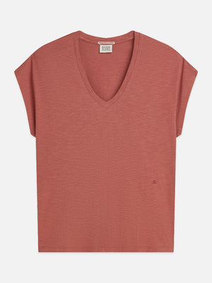 Ampersand Embroidery V-Neck Tee