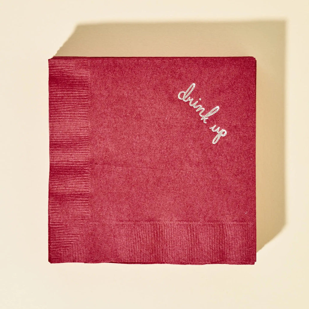 Burgundy Drink Up Cocktail Paper Beverage Napkin