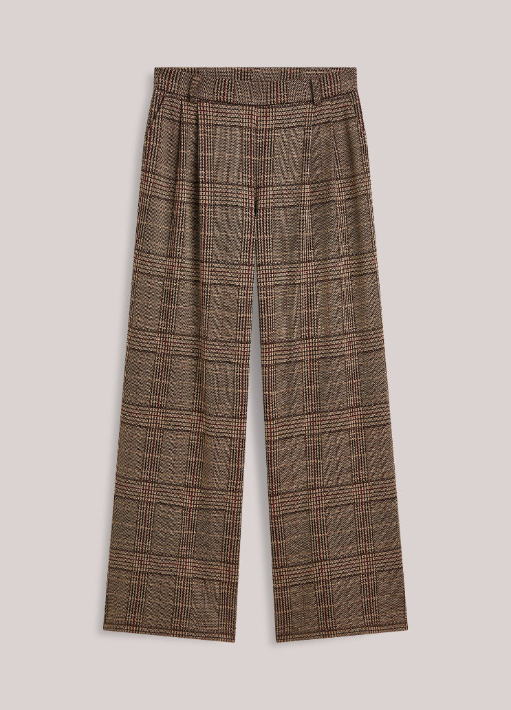 Check Jacquard Wide Leg Trouser
