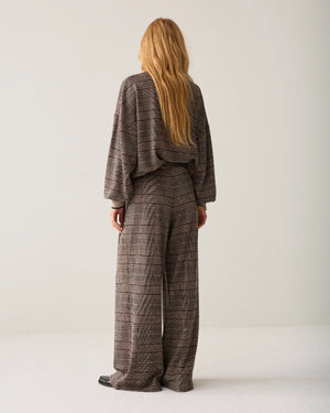Check Jacquard Wide Leg Trouser