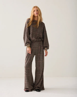 Check Jacquard Wide Leg Trouser