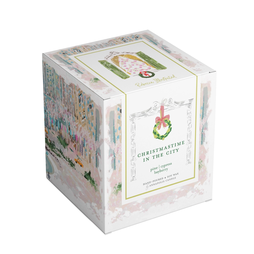 Christmas Time City Hand Illustrated Soy Candle