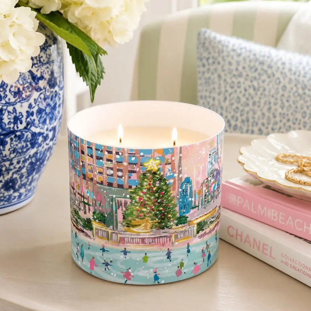 Christmas Time City Hand Illustrated Soy Candle