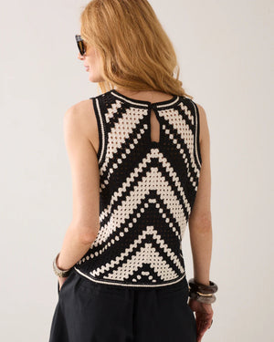 Sleeveless Striped Crochet Top