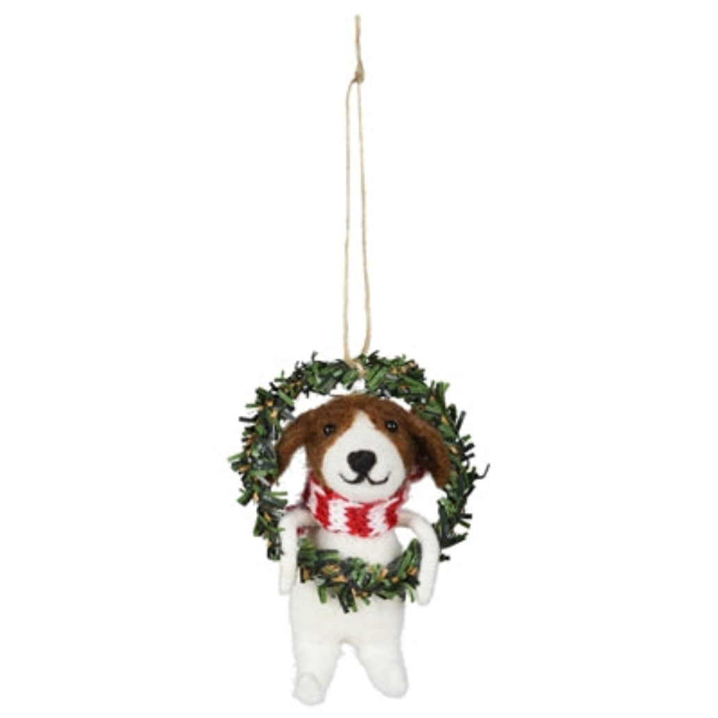 Dog in Wreath Ornament