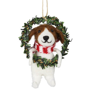 Dog in Wreath Ornament