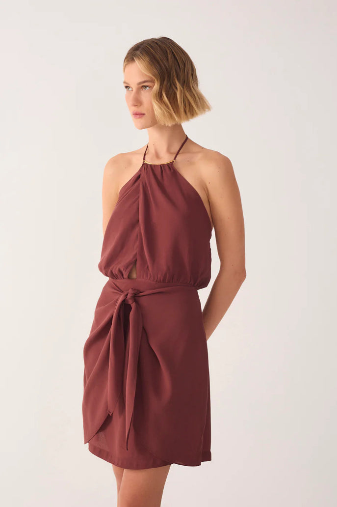 Halter Wrap Mini Dress