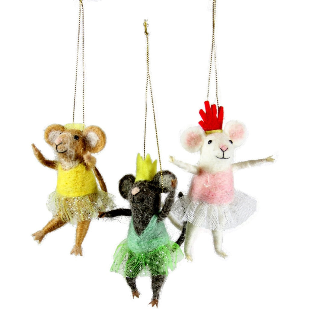 Felt Ballerina Mice Ornament