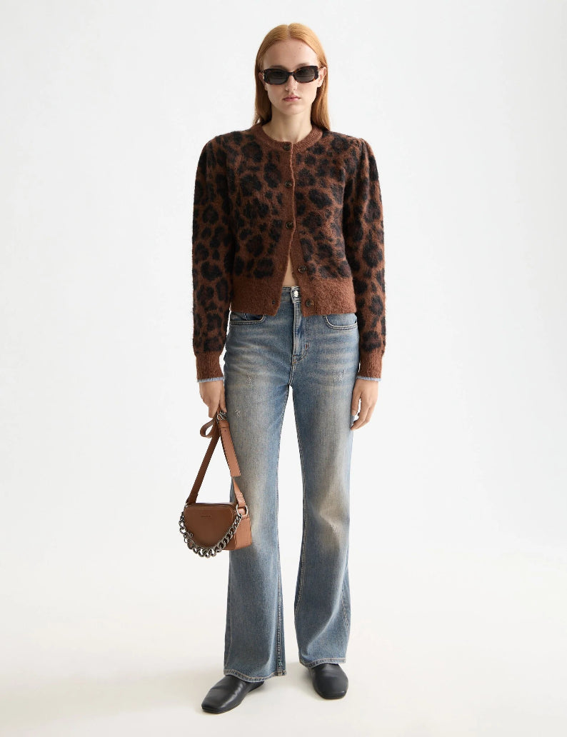 Fuzzy Jacquard Cardigan