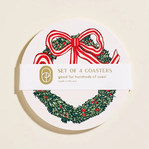 Holiday Christmas Wreath Coasters