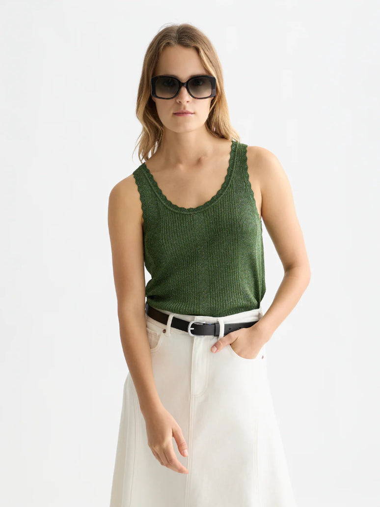 Metallic Ribbed Knit Tank