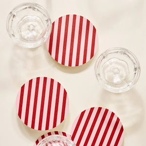 Pink and Maroon Striped Coasters