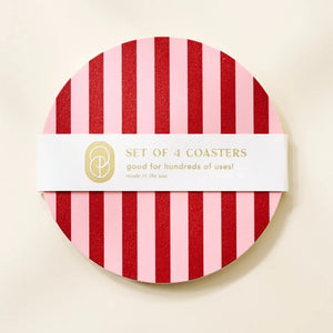 Pink and Maroon Striped Coasters