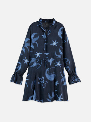 Printed LS Mini Dress