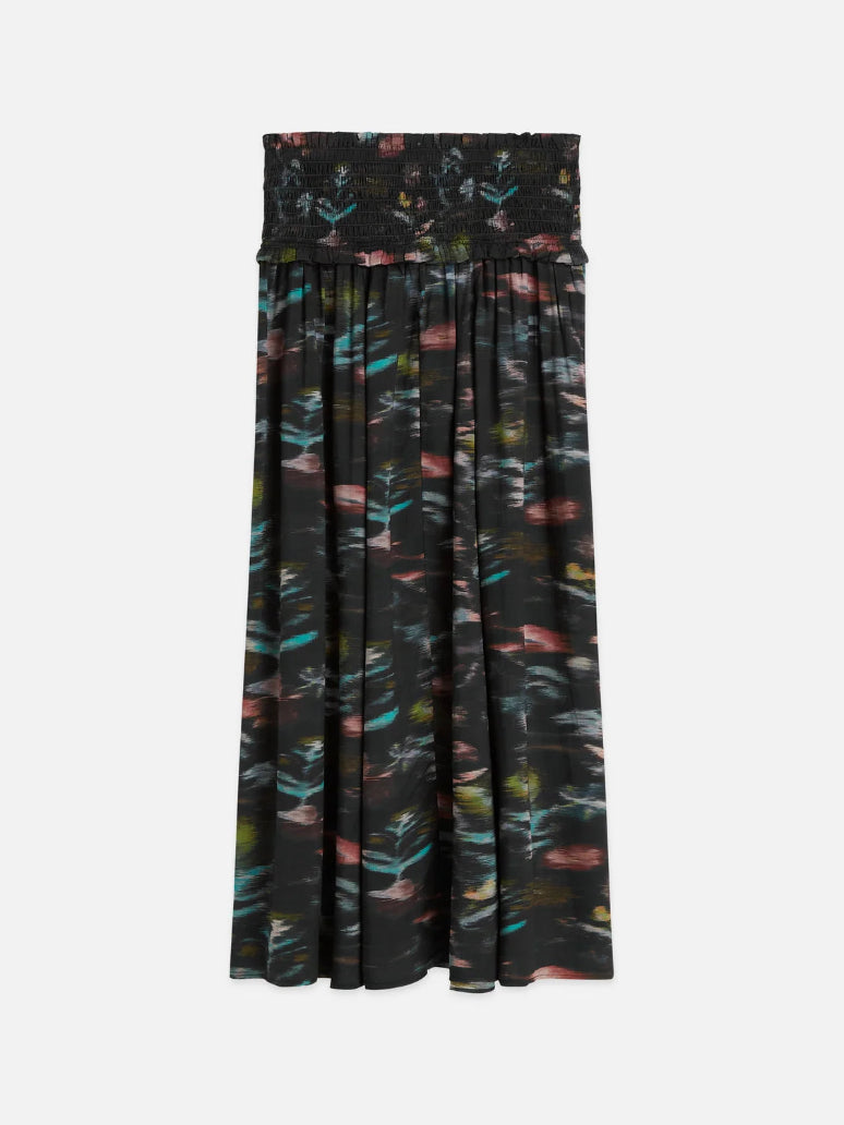 Printed Smocked Waist Ankle Length Skirt