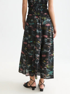 Printed Smocked Waist Ankle Length Skirt