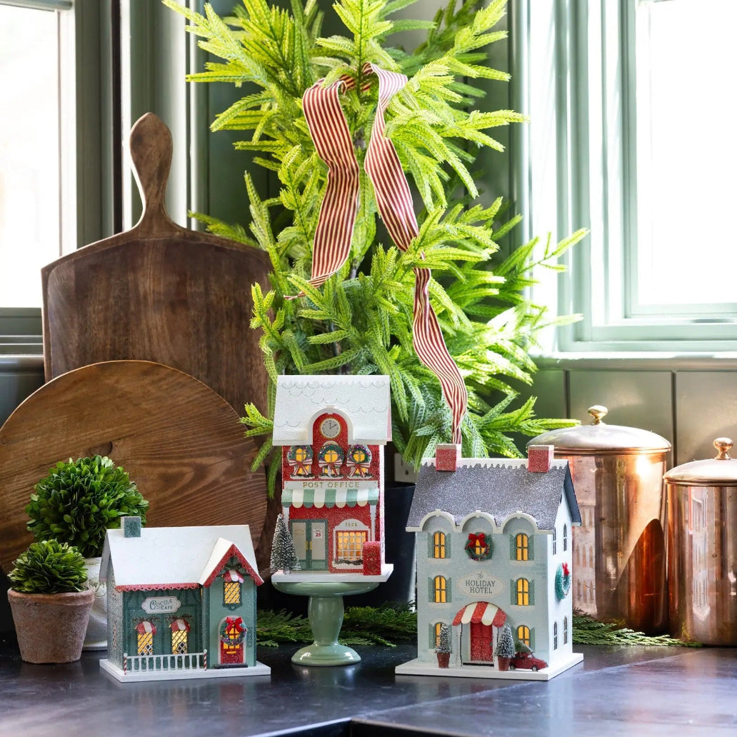 Red Post Office Light Up Christmas Village House