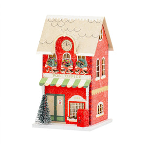Red Post Office Light Up Christmas Village House