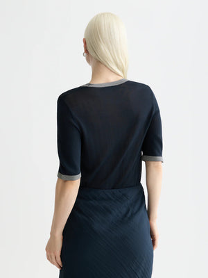 Stripe Trim SS Pullover