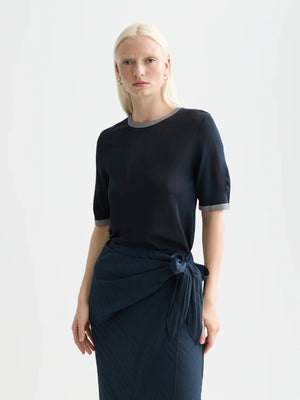 Stripe Trim SS Pullover