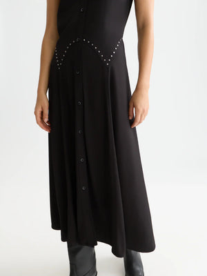 Studded Button Midi Dress