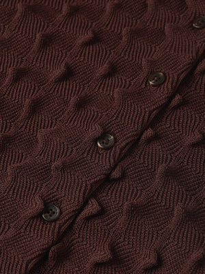 Textured Stitch Funnel Neck Cardigan