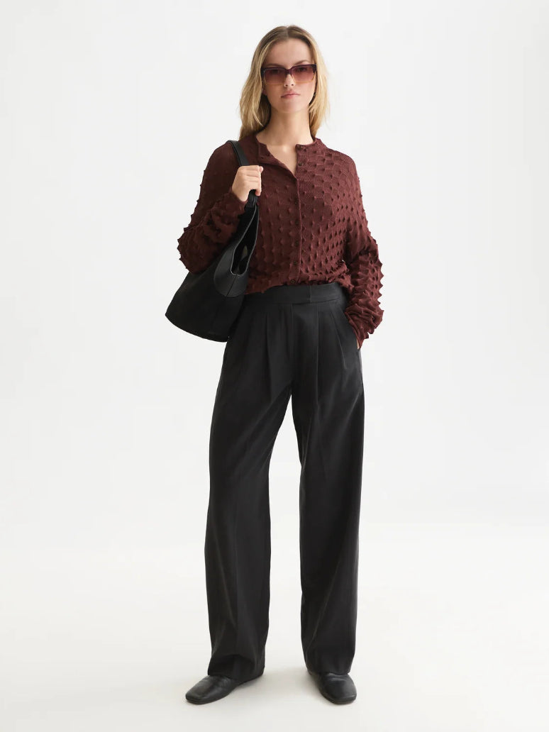 Textured Stitch Funnel Neck Cardigan