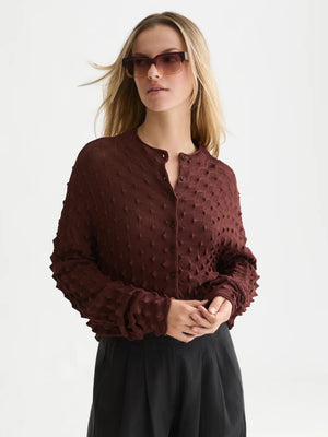 Textured Stitch Funnel Neck Cardigan
