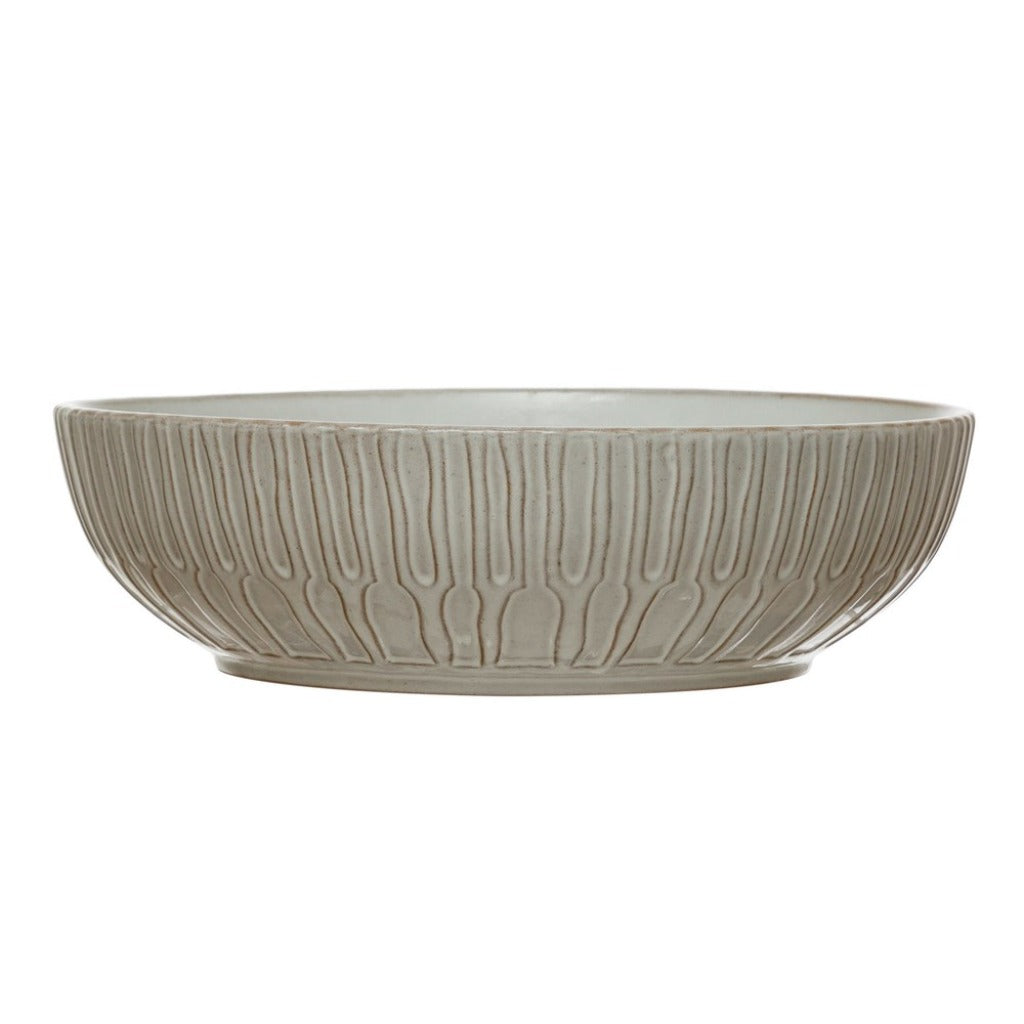 Debossed ceramic bowl, neutral textured home décor from Ella Collective Raleigh.