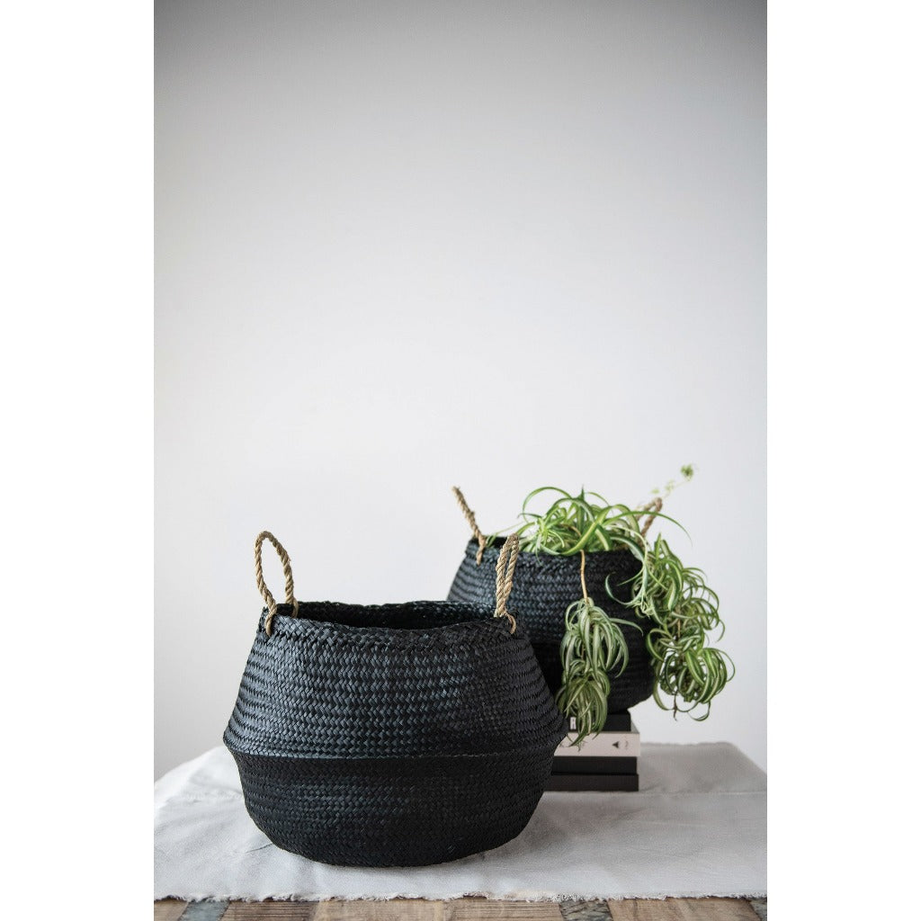 Seagrass belly baskets, boutique woven storage décor from Ella Collective Raleigh.