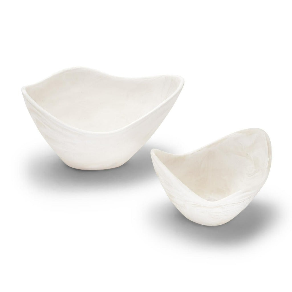 White cloud organic shaped bowl, boutique ceramic home décor piece.