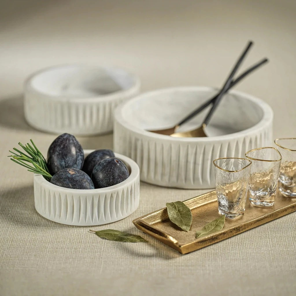 Carved marble bowl, boutique stoneware home décor from Ella Collective Raleigh.