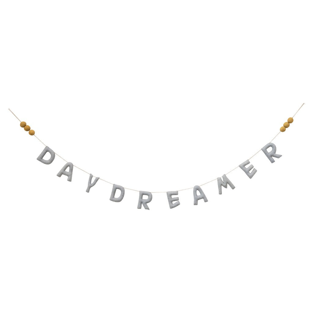 Wool felt garland Day Dreamer, decorative string garland from boutique home décor.