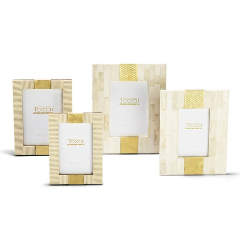 Brass and beige picture frames, boutique home décor accents | Raleigh, NC home gifts