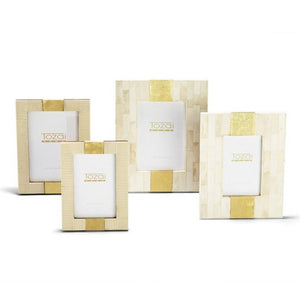 Brass and beige picture frames, boutique home décor accents | Raleigh, NC home gifts