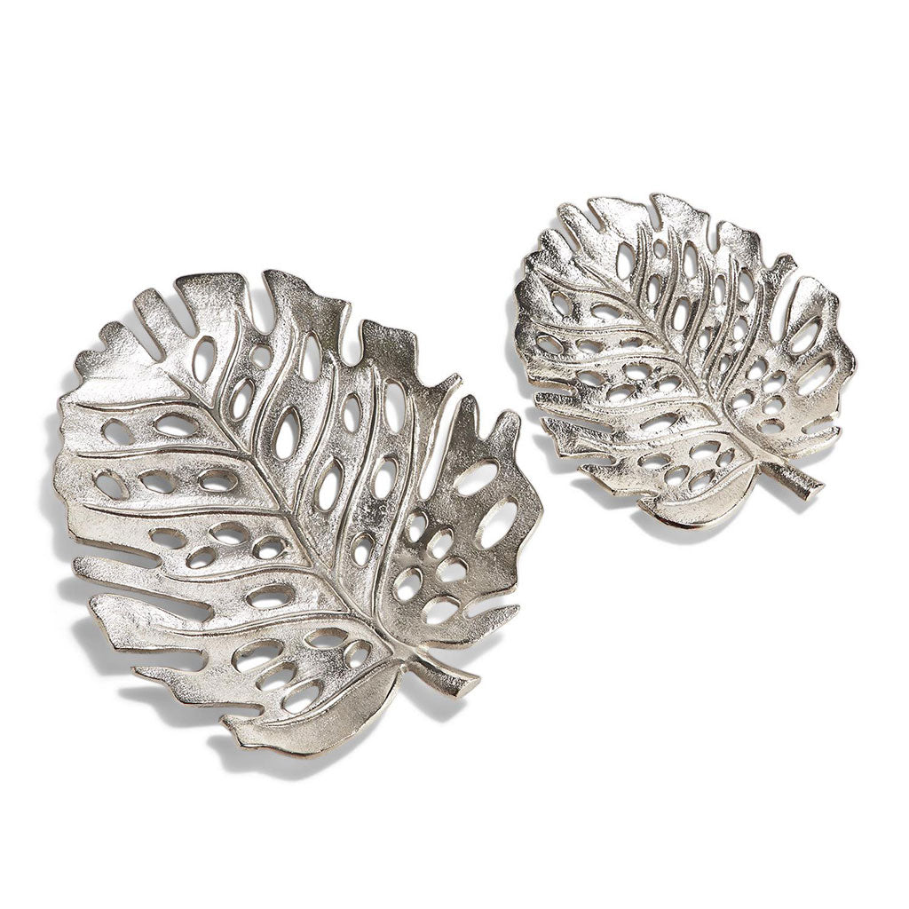 Silver philodendron trays, botanical-inspired decorative serving trays from Ella Collective in Raleigh, NC | Home gifts in Raleigh