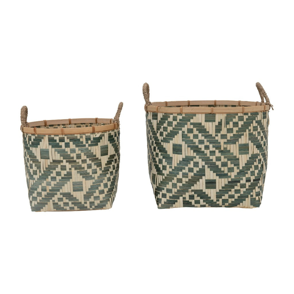 Hand woven bamboo baskets, boutique decorative storage from Ella Collective Raleigh.