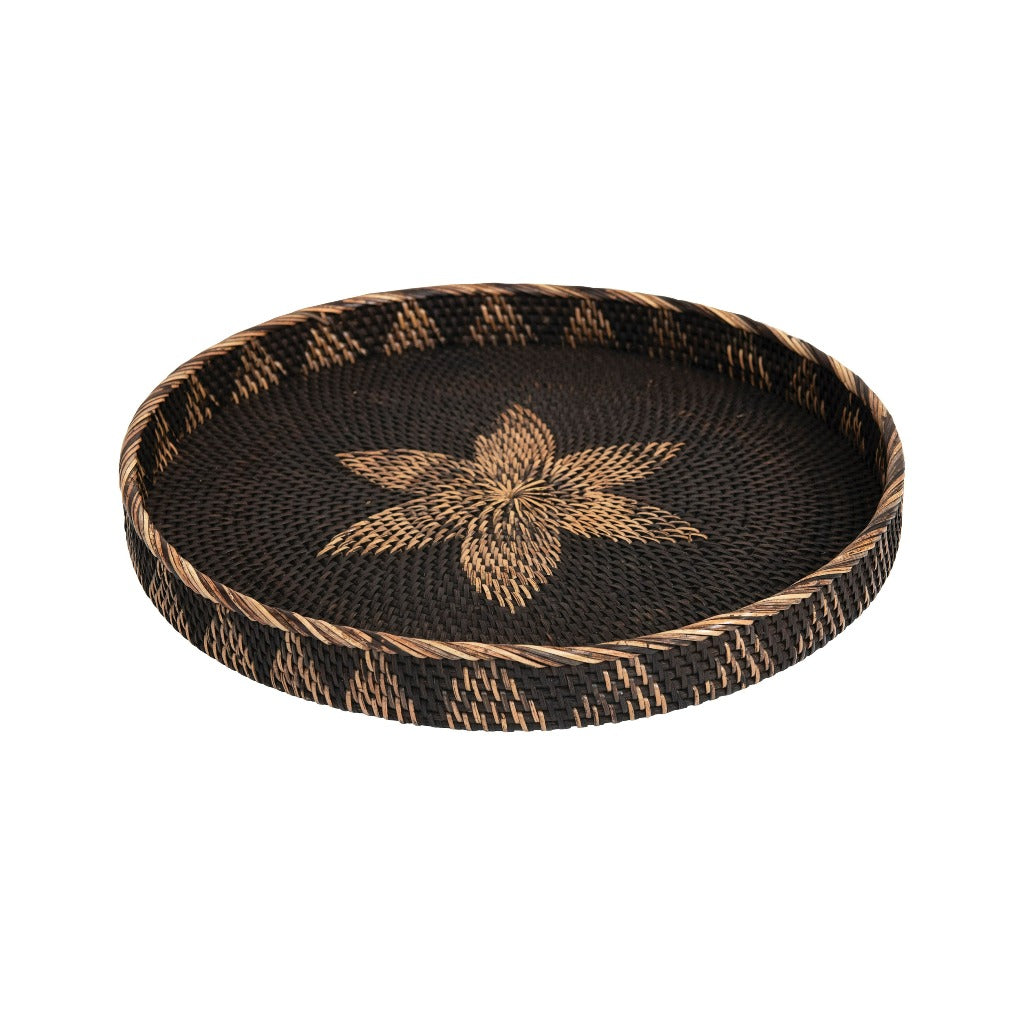 Hand woven rattan tray, boutique home décor accent from Ella Collective Raleigh.