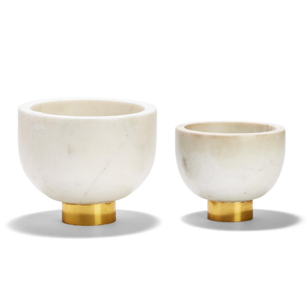 Small ice white marble bowl, luxury kitchen or décor accent from Ella Collective.