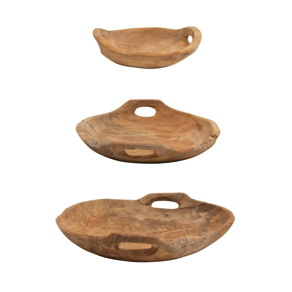 Teakwood bowl, boutique natural wooden home décor from Ella Collective Raleigh.
