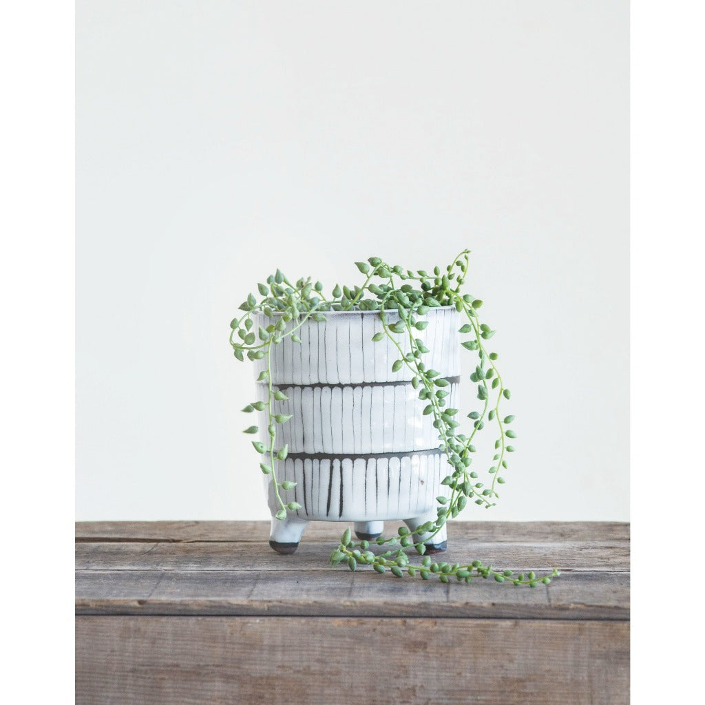Terracotta footed planter, boutique home décor accent from Ella Collective Raleigh.